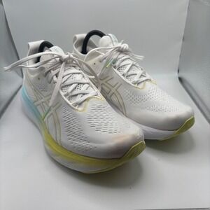 Asics Gel-Nimbus 25 Womens Running Shoes White Lime Blue 1012B356 Size 9.5